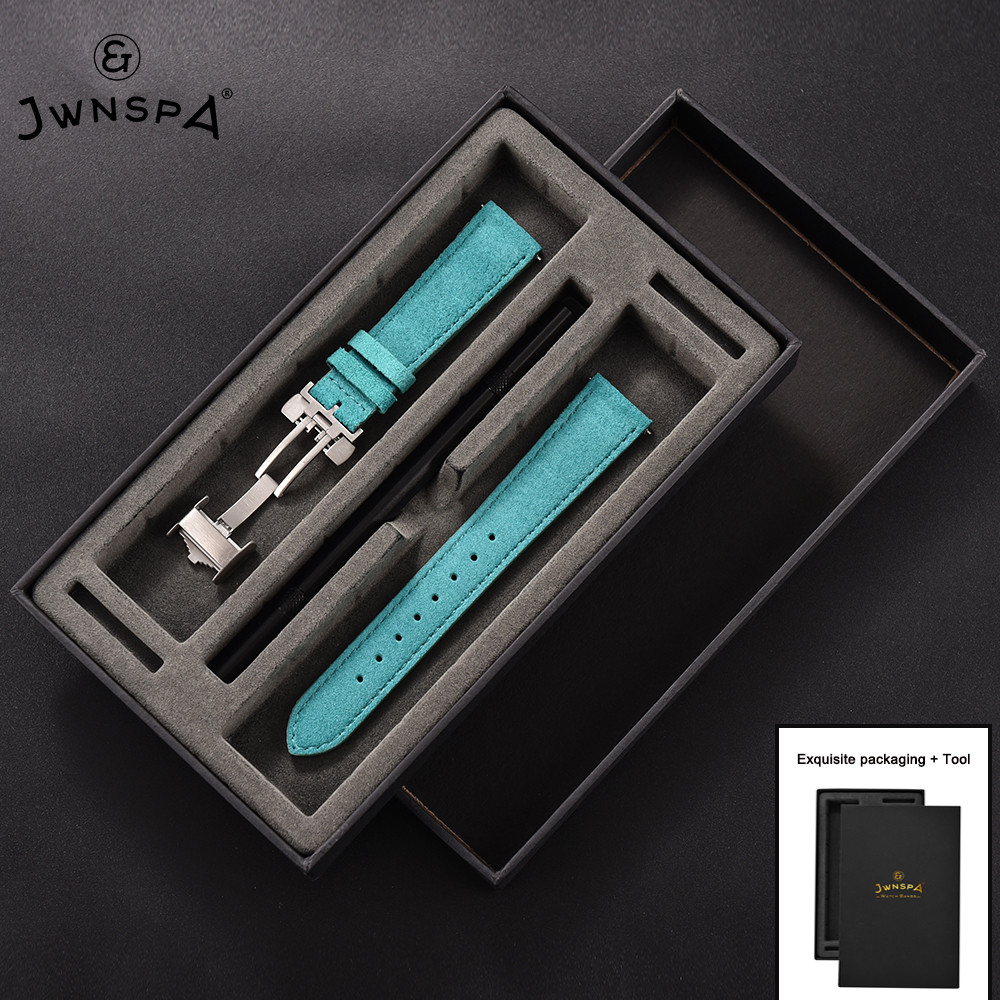 JWNSPA Leather Watch Band Quick Release Strap Handmade Stitching For Breitling IWC Omega Watch