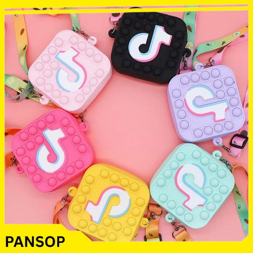 tas selempang anak pop it bag pop its popit push it tiktok dompet mini hitam free ongkir