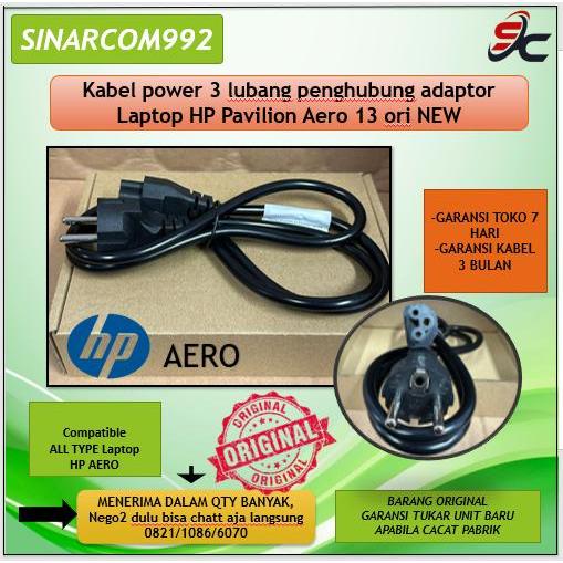 Kabel power 3 lubang penghubung adaptor Laptop HP Pavilion Aero 13 ori