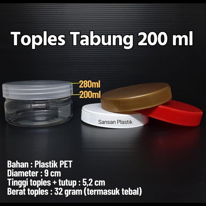 Toples Plastik 200ml Tabung Tebal/ Toples 200ml Plastik Tabung