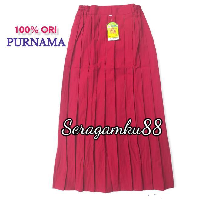 ROK PLISIR PANJANG SD MERAH KARET Merk ORI PURNAMA