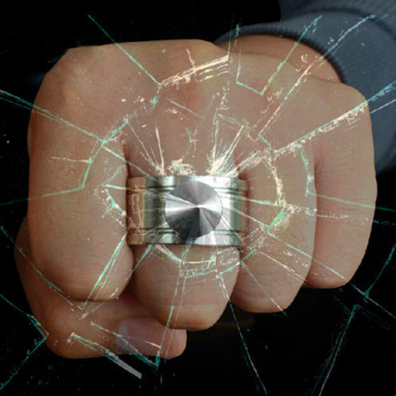 New Outdoor Tactical Necklace Self-defence Stainless Steel Ring Finger Defense Ring Necklace Tool Se