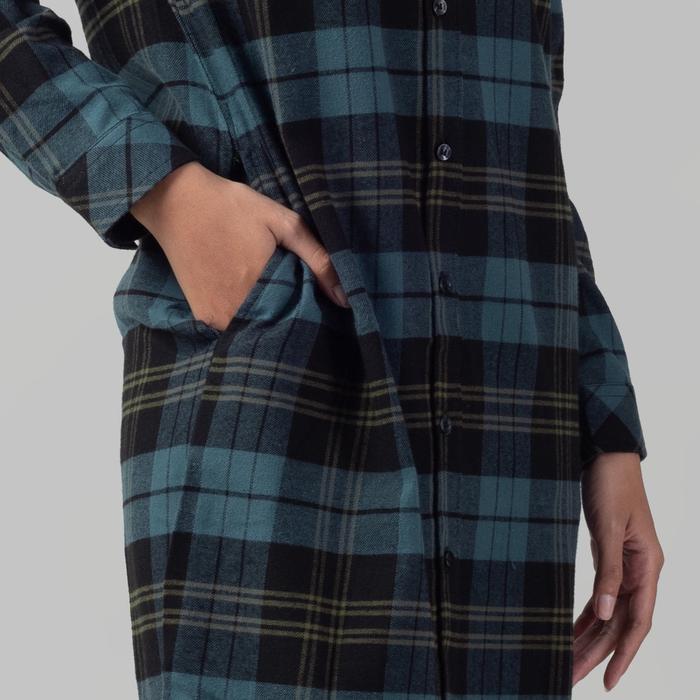 Benhill Kemeja Tunik Flannel Wanita Kotak Abu 1154-11635 Baju Dewasa