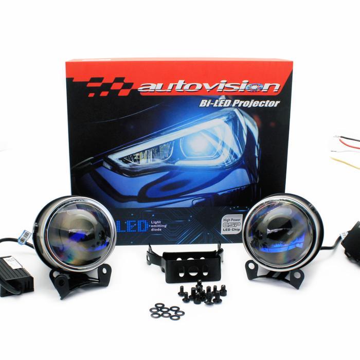 BestSeller Projector BI-LED Foglamp Autovision Tesla 75 Watt BILED Blue Lens Fog