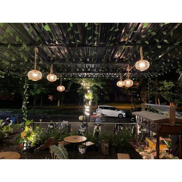 Kap Lampu Bambu Gantung Lampion