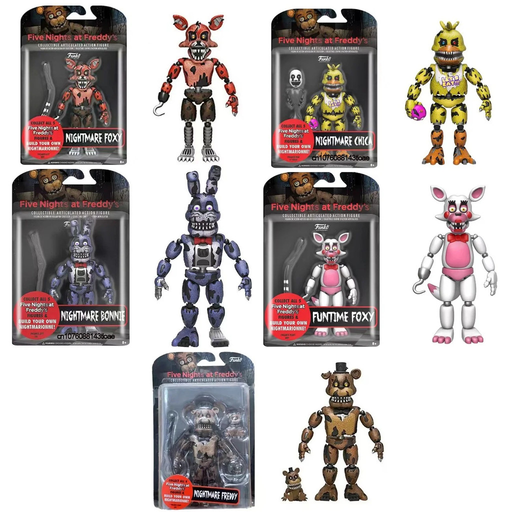 14Cm Fnaf Figures Nightmare Freddy Bonnie Foxy Chica Movable Blacklight Freddy Frostbe Collection