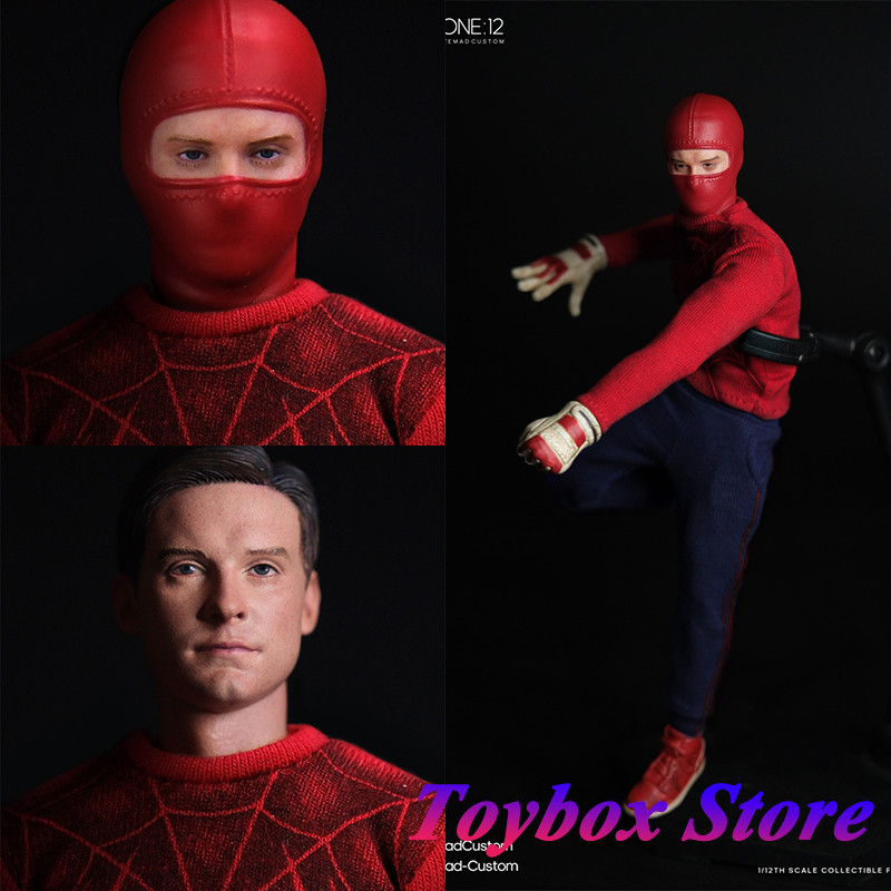 RemadCustom 1/12 Tobey Maguire Spider Print Cloth Wrestler Action Figure Combat Mask Head
