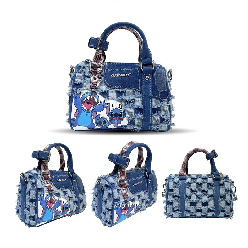 Stitch Handbag Fashion Shoulder Bag Cartoon Handbag Denim Patchwork Style Crossbody Bag Christmas