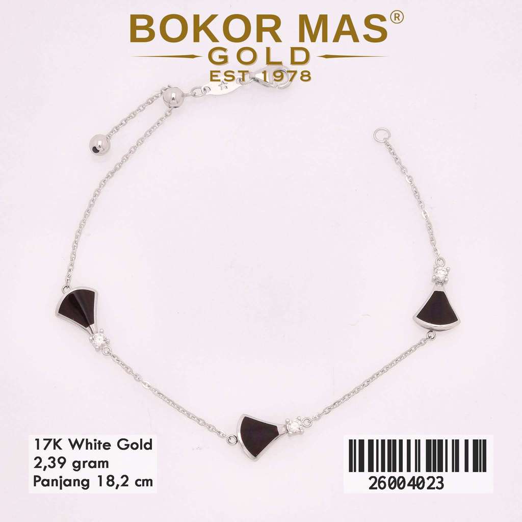 BokorMas Gold Gelang Rantai Serut Variasi Diva Hitam Emas Asli Kadar 17K 26004023