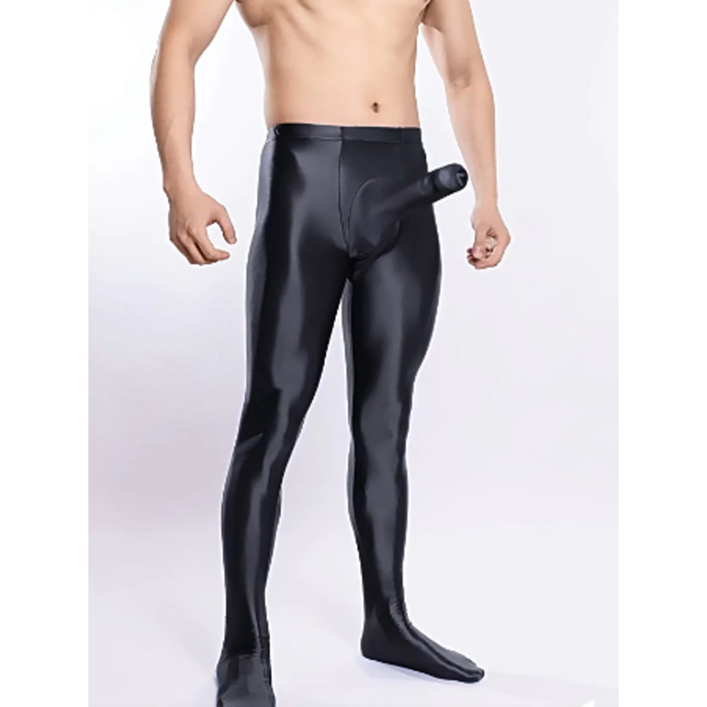 Plus Size Glossy Smooth Bodybuilding Leggings With Pouch U Convex Men's Elephant Nose Men Trousers