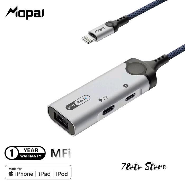 Mopai Kt393 Otg Iphone 3In1 Lightning To Usb 3.0 Type C With Charging Hardisk Flashdisk Soudcard