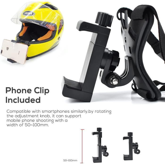 Mounting Helm Hp Action Cam Helmet Strap Mount / Mounting Helm Full Face Untuk Hp / Smartphone