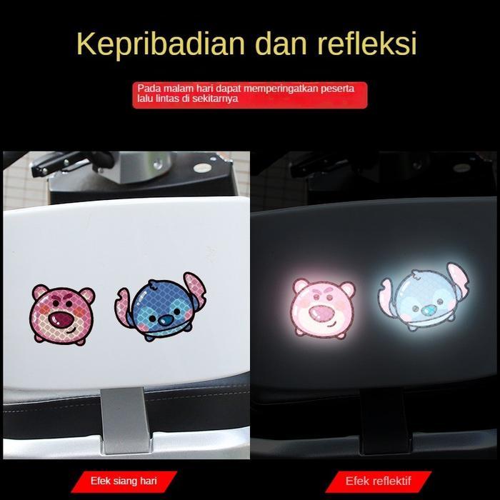 Paket Komplit Stiker Motor Anti Air & UV - Desain Kartun Lucu Reflektif 3M untuk Helm & Body Vario,