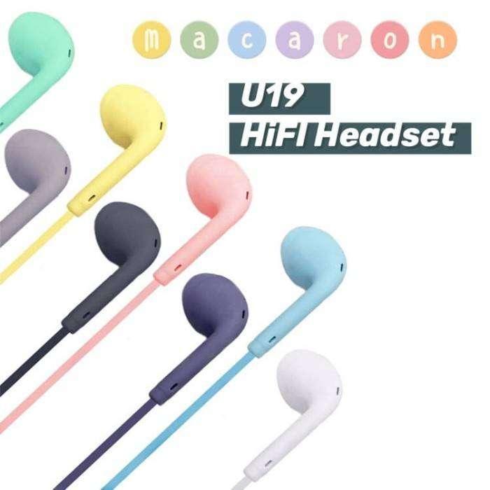 "New" Headset U19 Makaron Hf Macaron packing plastik Earphone Jack Audio super Bass