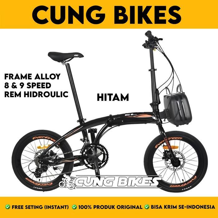 SEPEDA LIPAT 20 EVERGREEN 8 dan 9 SPEED FRAME ALLOY REM HYDRAULIC