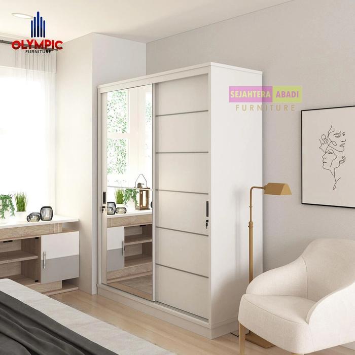 olympic lemari sliding wd palazio lemari pakaian minimalis white glosy rel besi rak laci set furnitu