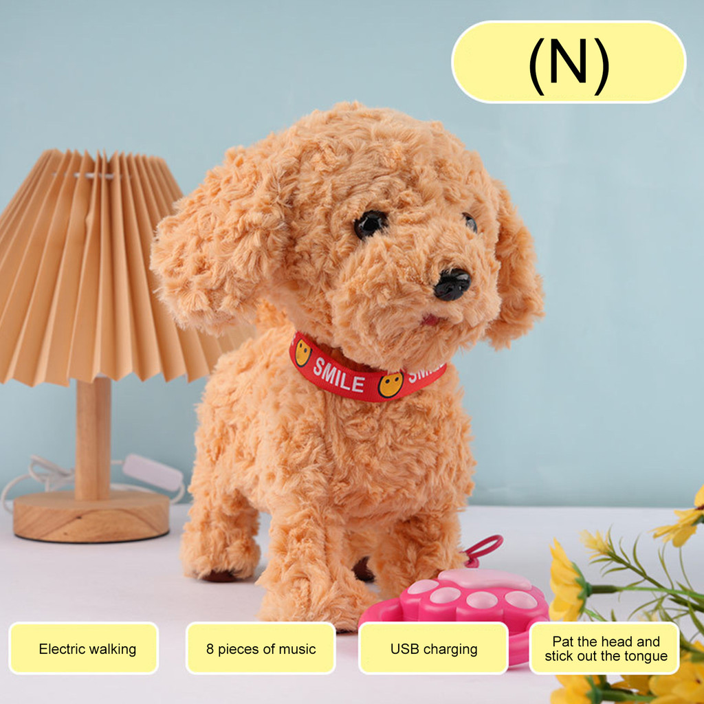 Realistic Interactive Robot Puppy Plush Toy W/ Remote Leash Lifelike Tongue-Licking Voice Imitation