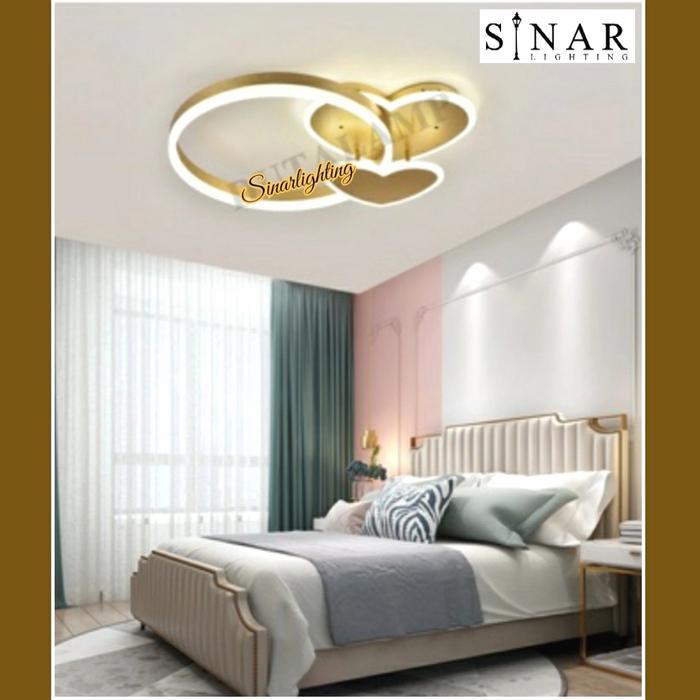 LAMPU HIAS PLAFON MINIMALIS GOLD LED 50009 (REMOTE)
