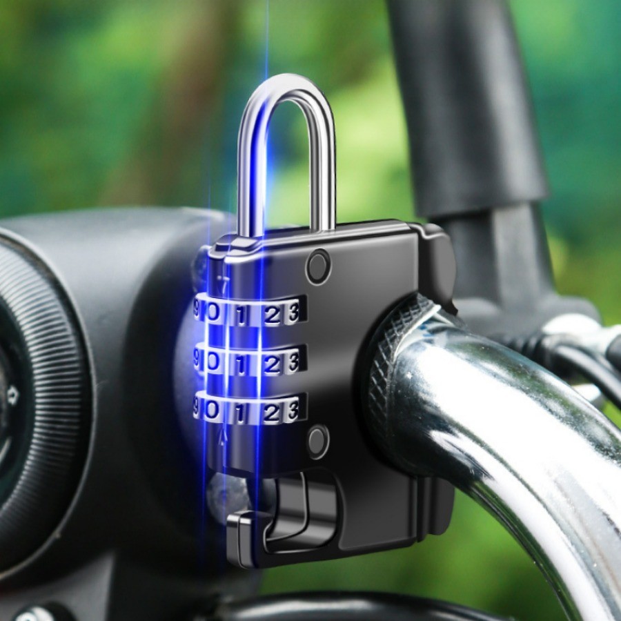 Motorcycle Helmet Anti-Theft Ination Lock With Hook Waterproof Unrsal 19-28Mm Handlebar Aluminum