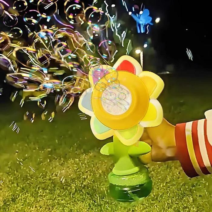 MAINAN EDUKASI ANAK GELEMBUNG BUNGA MATAHARI BUSA BUBBLE NEW Menari Dapat Diisi Ulang Bersinar Bahan