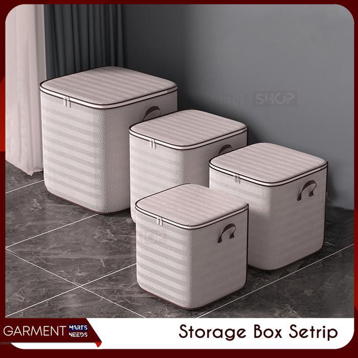 Storage Bag Jumbo Tas Keranjang Penyimpan Selimut Pakaian Lemari Box Organizer Tutup Resleting