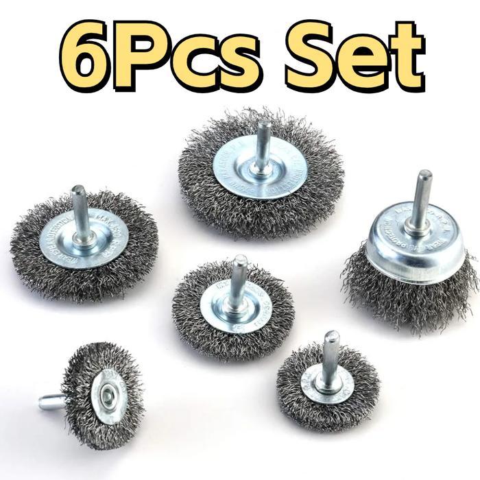 6PCS SET WIRE BRUSH WHEEL CUP BRUSH SET FOR DRILL DREMEL ROTARY TOOL WIRE BRUSH ABRASIVE TOOL BRASS