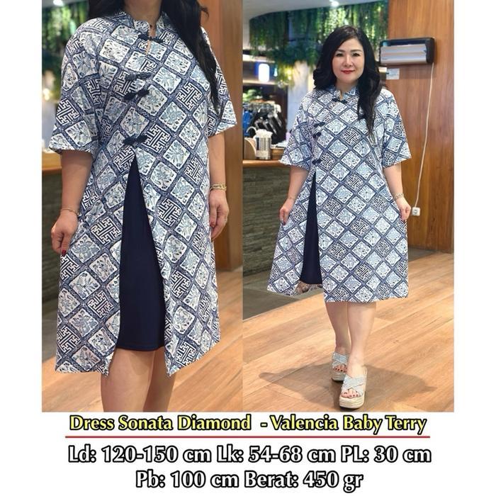 Fina Bigsize - (Sonata Dress Cheongsam) Dress Imlek Wanita Jumbo Bigsize #Gratisongkir