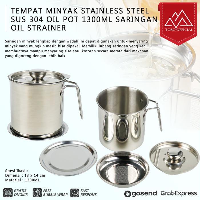 Terbaru Tempat Minyak Stainless Sus 304 Oil Pot Saringan Minyak Oil Strainer