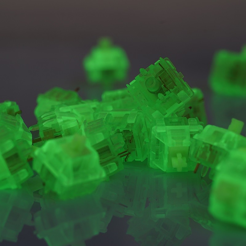 GATERON Luciola Keyboard Switch 5 Pin Linear 55g RGB DIY Hotswap High Gloss Translucent Green Top