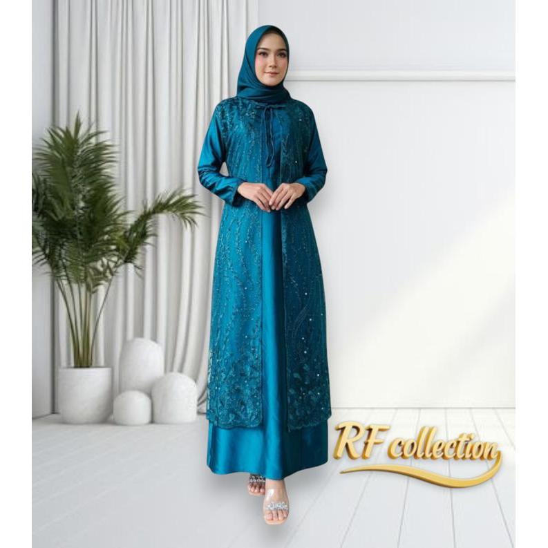 Gamis Brukat Abaya Tile Pesta Mewah Elegan Terbaru Satin Busui Muslim Wanita Kondangan Gaun Remaja