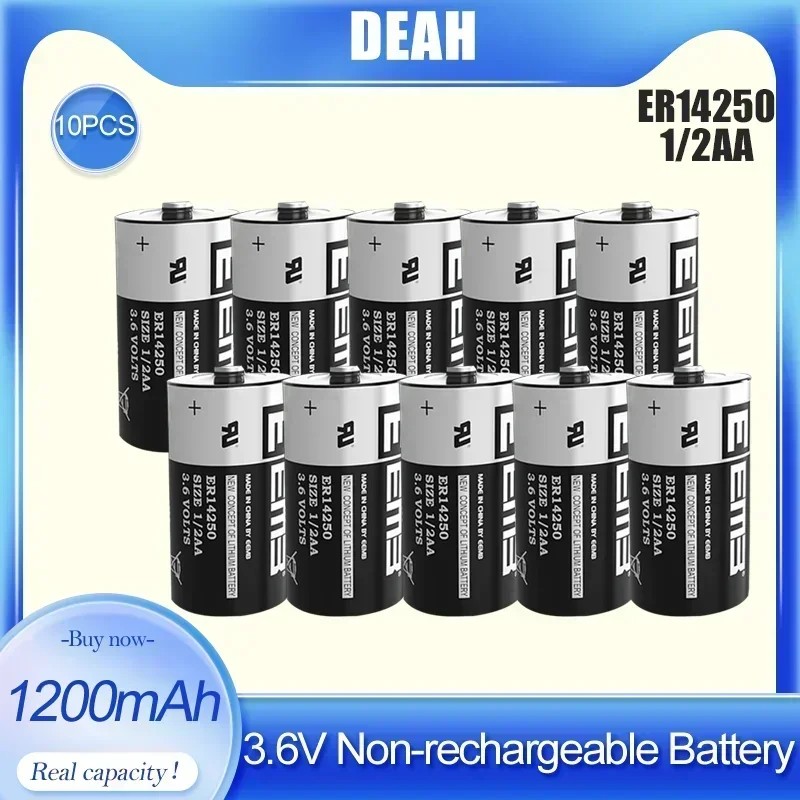 10PCS ER14250 ER 14250 CR14250SL 1/2 AA 1/2AA 3.6V 1200mAh PLC Industrial Lithium Battery For Camera