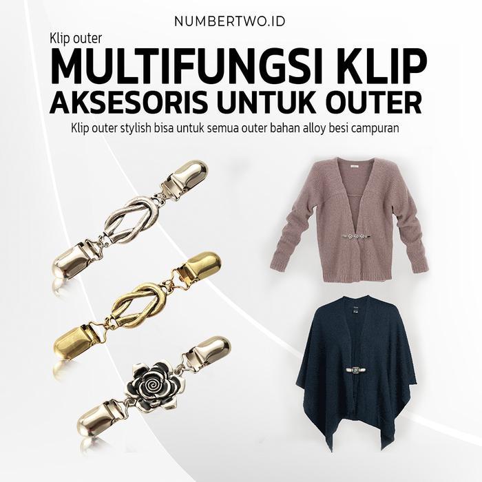 Klip cardigan aksesoris kerah kemeja bros penjepit kardigan bunga pin