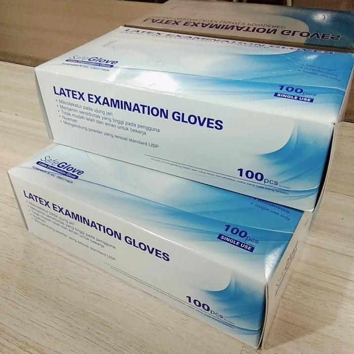 Sarung Tangan Medis Karet Latex Safe Gloves / Latex Handscoon Isi 100 Tbk