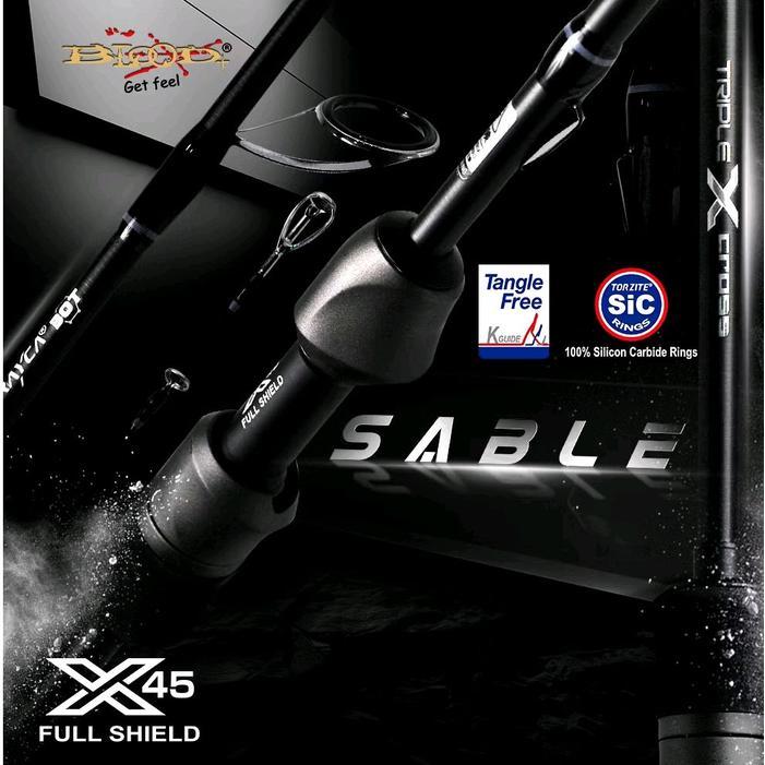 Joran blood sable triple X cross carbon solid full black Gratis Ongkir