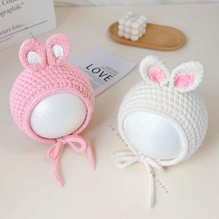 Kupluk Rajut Baby Yoona Kepang Bayi - 5 Tahun / Topi Ala Korea Import Premium Newborn Anak Perempuan