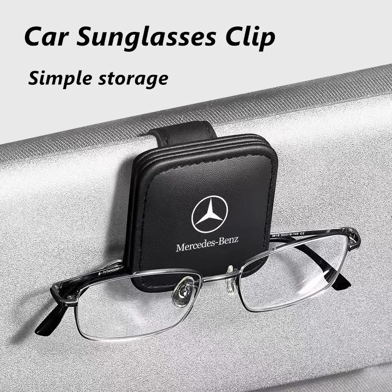 PU Hanging Car Glasses Holder Strong Magnet Sunglasses Clip For Mercedes Benz W204 W124 W201 W202