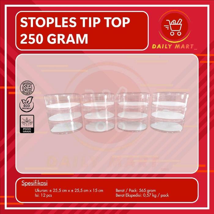 Stoples 250gr Isi 12pcs / Toples Nastar / Toples Kue Kering / Toples Mika Bulat 250gr 1 Lusin Ramah
