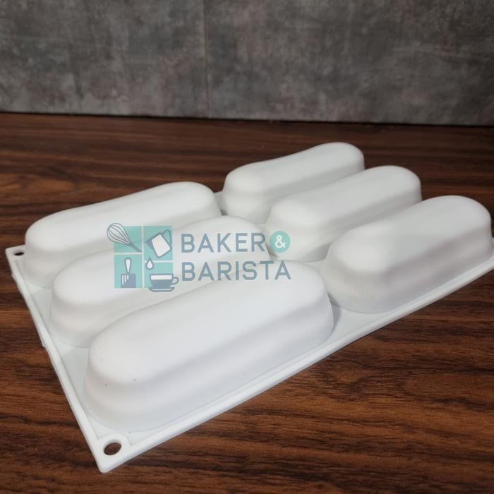 CETAKAN SILIKON ECLAIR SILICONE MOULD 6 LUBANG ECLAIR MOULD
