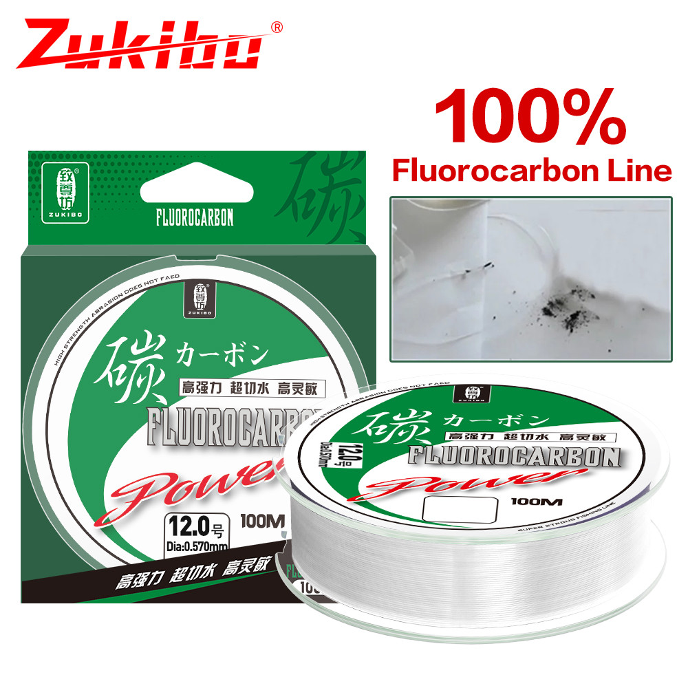ZUKIBO 50m 100m 100% Fluorocarbon Fishing Line Super Strong Monofilament Carp Fishing Line Japan