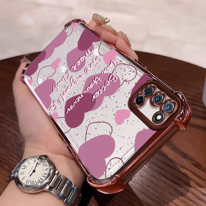 Casing Hp Untuk OPPO A52 OPPO A72 OPPO A92 Case Hati Romantis Bening Tebal Cesing silikon Kasing Sof