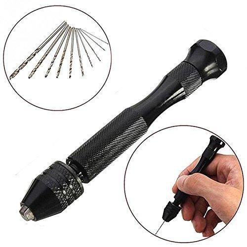 Bor Tangan Manual Diecast Mini Hand Drill with 10/25 Mata Bits HSS untuk Kayu Besi Kerajinan DIY