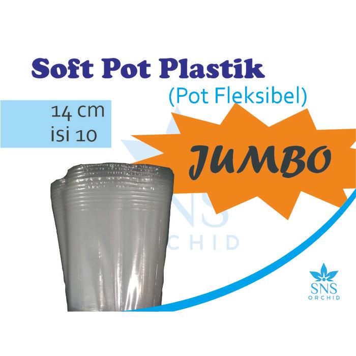 Pot Fleksibel Jumbo isi 10 softpot bunga anggrek Super besar 14 cm Merah Plastik