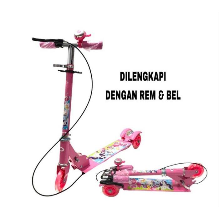 Skuter Otoped Karakter Anak 3 Ban Roda Menyala