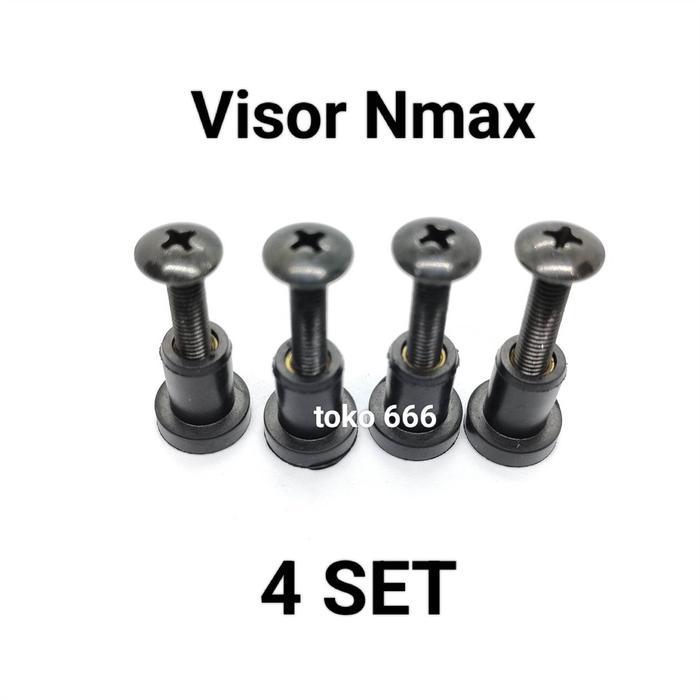 Stok Baru (Paket 4 Set) Baut dan Karet dudukan Tambeng Visor Yamaha Nmax (Karet Tebal) Motor