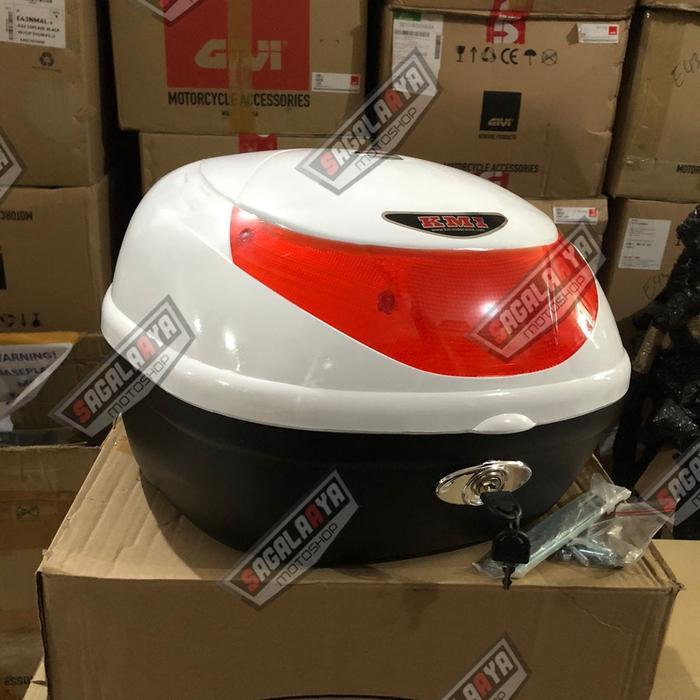 Terlaris promo Box sepeda motor KMI 502 putih white murah termurah backrest SALE