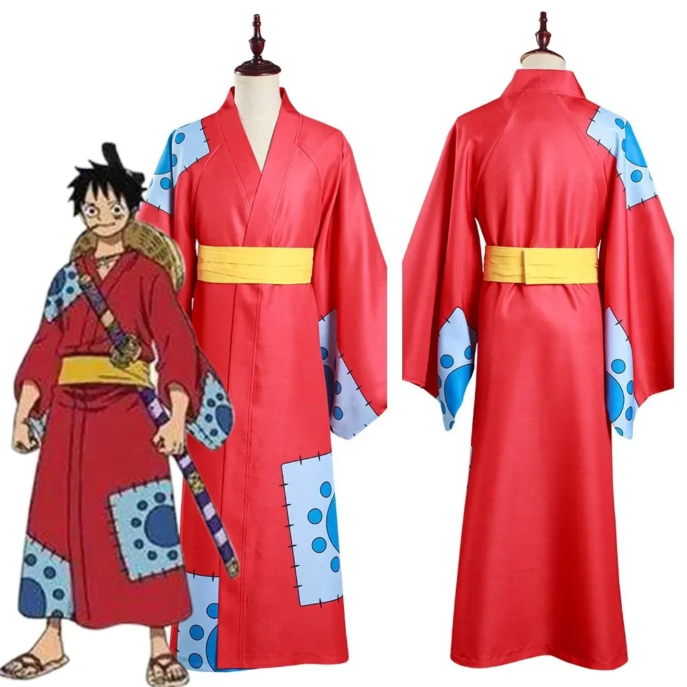 Monkey D Luffy Wano Country Arc Cosplay Kostuum Hoed Kimono Yukata Outfit Aangepaste Halloween