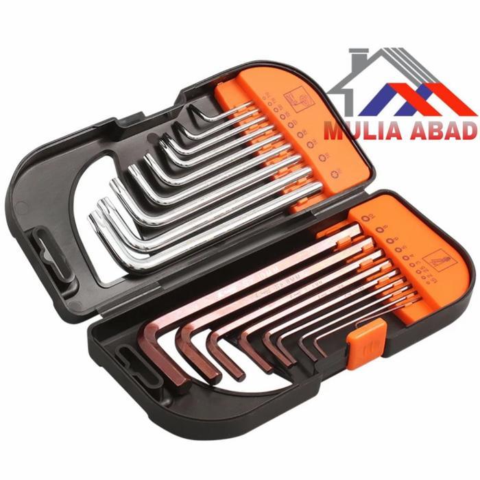 Kunci L Set 18Pcs 2Macam Ballpoint+Bintang Kapusi /Kunci L S2 Kapusi