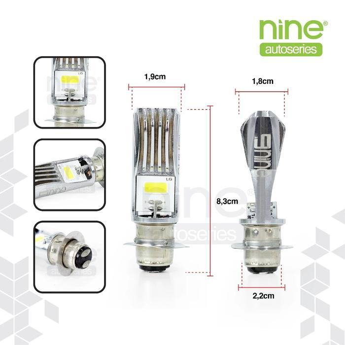 DISKON LAMPU LED UTAMA MOTOR H6 H4 COB AC DC 15 WATT NINE LUMINOS WHITE PNP