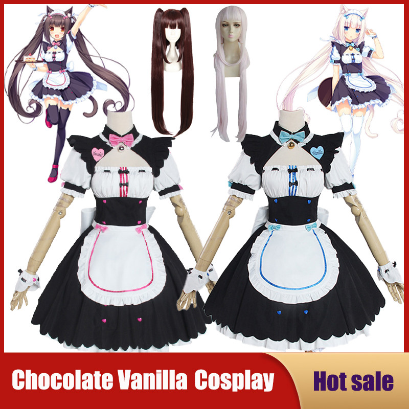 Anime Nekopara Chocolate Vanilla Cosplay Costume Cute Cat Neko Lolita Maid Dress Wig Outfits Girl