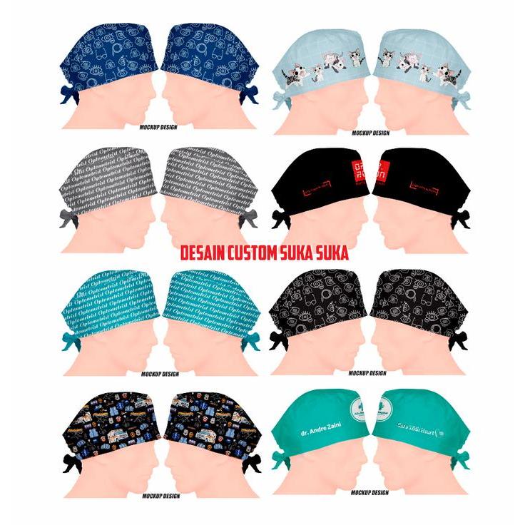 New Best Quality 100% Original Surgical Cap / Head Cap Medis/ Topi Bedah Dokter -Custom Desain